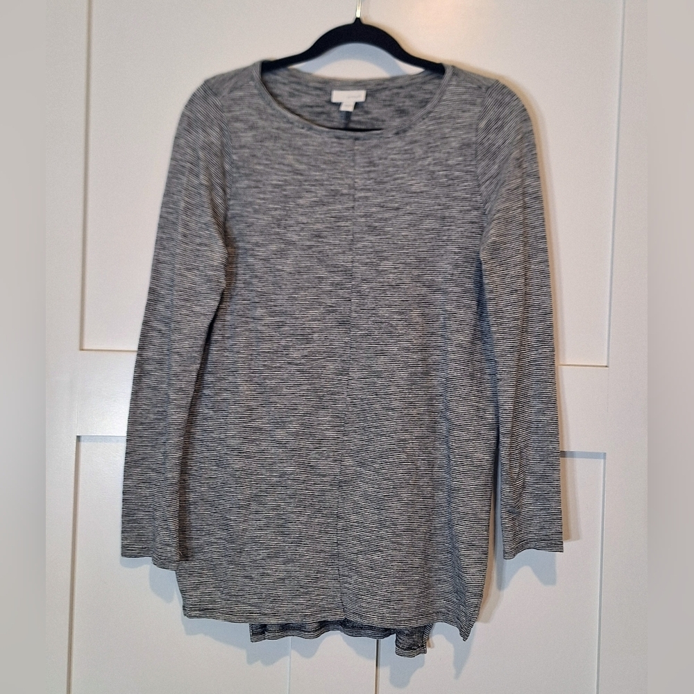 Pure Jill J. Jill Gray Marled Long Sleeve Cotton Tunic Top Size Small